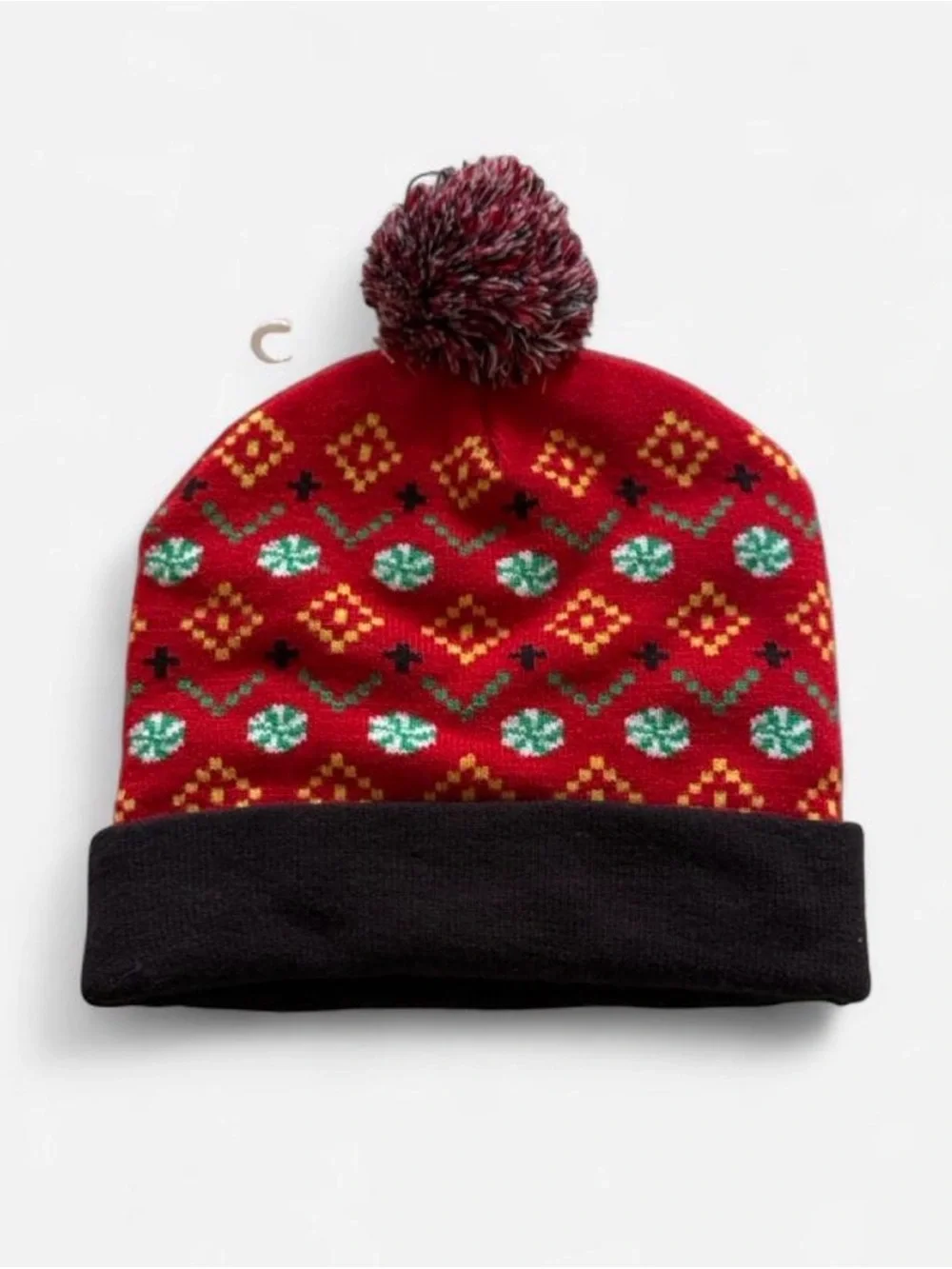 Kids Red Black Emoji Knit Beanie Winter Hat